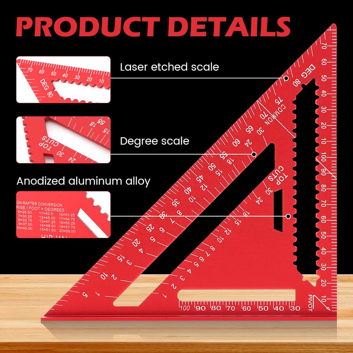 Woodworking Equipment - Righello Triangolare in Lega di Alluminio